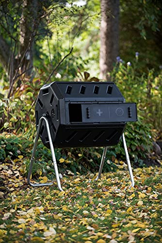 Black 37 Gallon Dual Chamber Tumbling Composter R9015