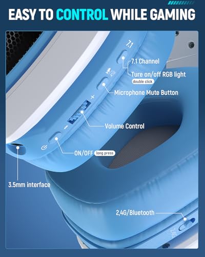 Wireless Gaming Headset with Microphone, 2.4 Ghz USB & Type-C, 30H Battery Q8789