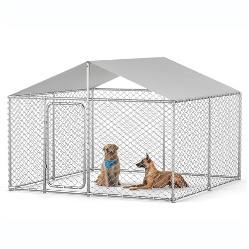 7.8x7.8 ft Outdoor Heavy Duty Dog Kennel with Waterproof Cover Roof and Security Lock N15997