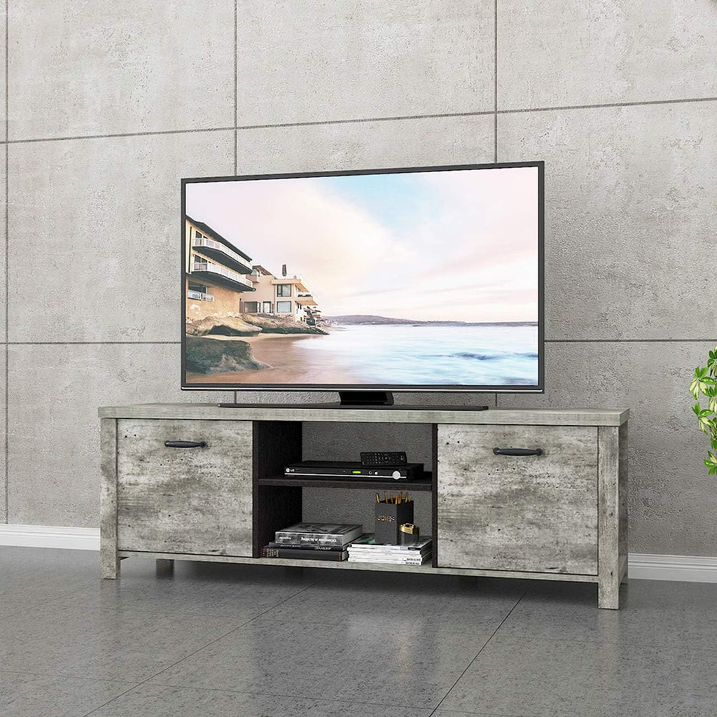 Light Grey Wood TV Stand with Two Drawers C3097