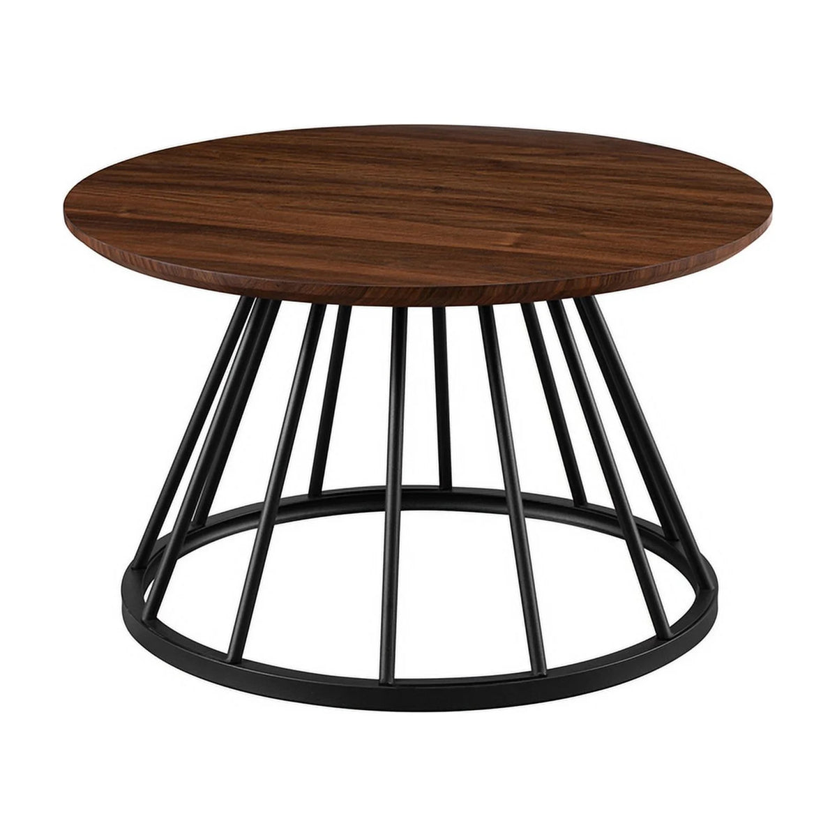 Dark Walnut Black Wood Coffee Table with Metal Base D48682