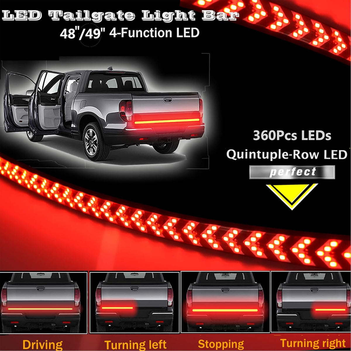 48in Waterproof 5-Row Truck Tailgate Light Bar Y20857