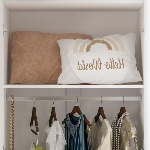White 3 Door Armoire Wardrobe with Shelves U1822
