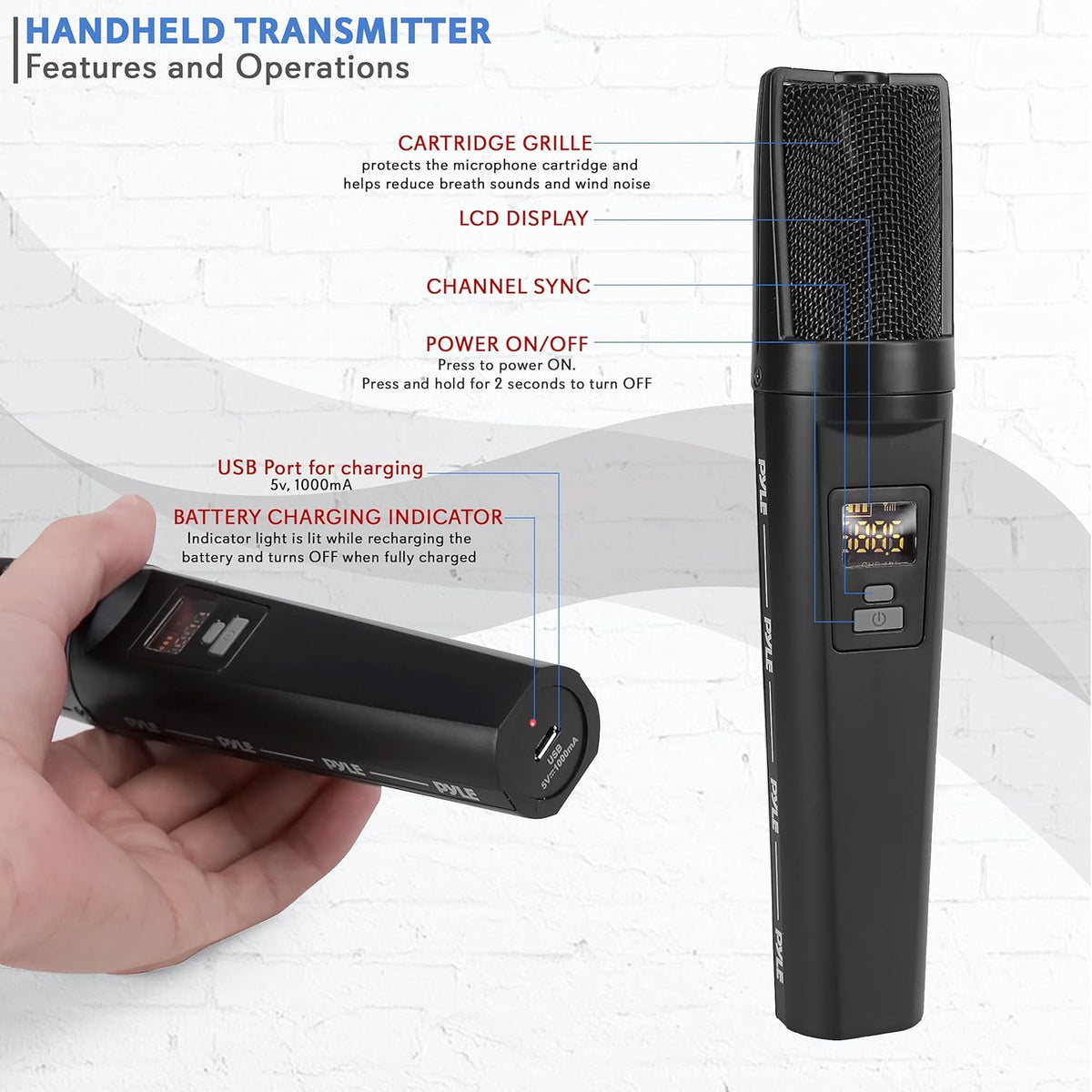 Portable Dual Wireless Microphone System with 2 Handheld Transmitter and 1 Receiver C9542