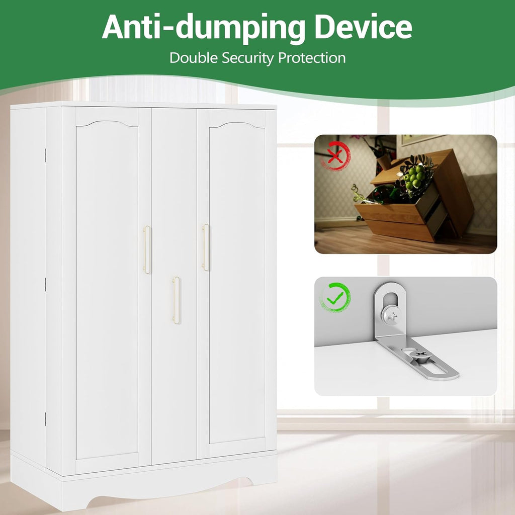 White Kitchen Pantry Cabinet with Drawer and Adjustable Shelves C55768