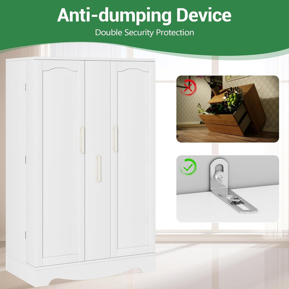White Kitchen Pantry Cabinet with Drawer and Adjustable Shelves C55768