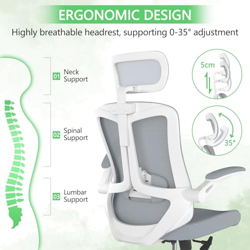 White+Khaki Mesh High Back Office Chair with Wheels B754