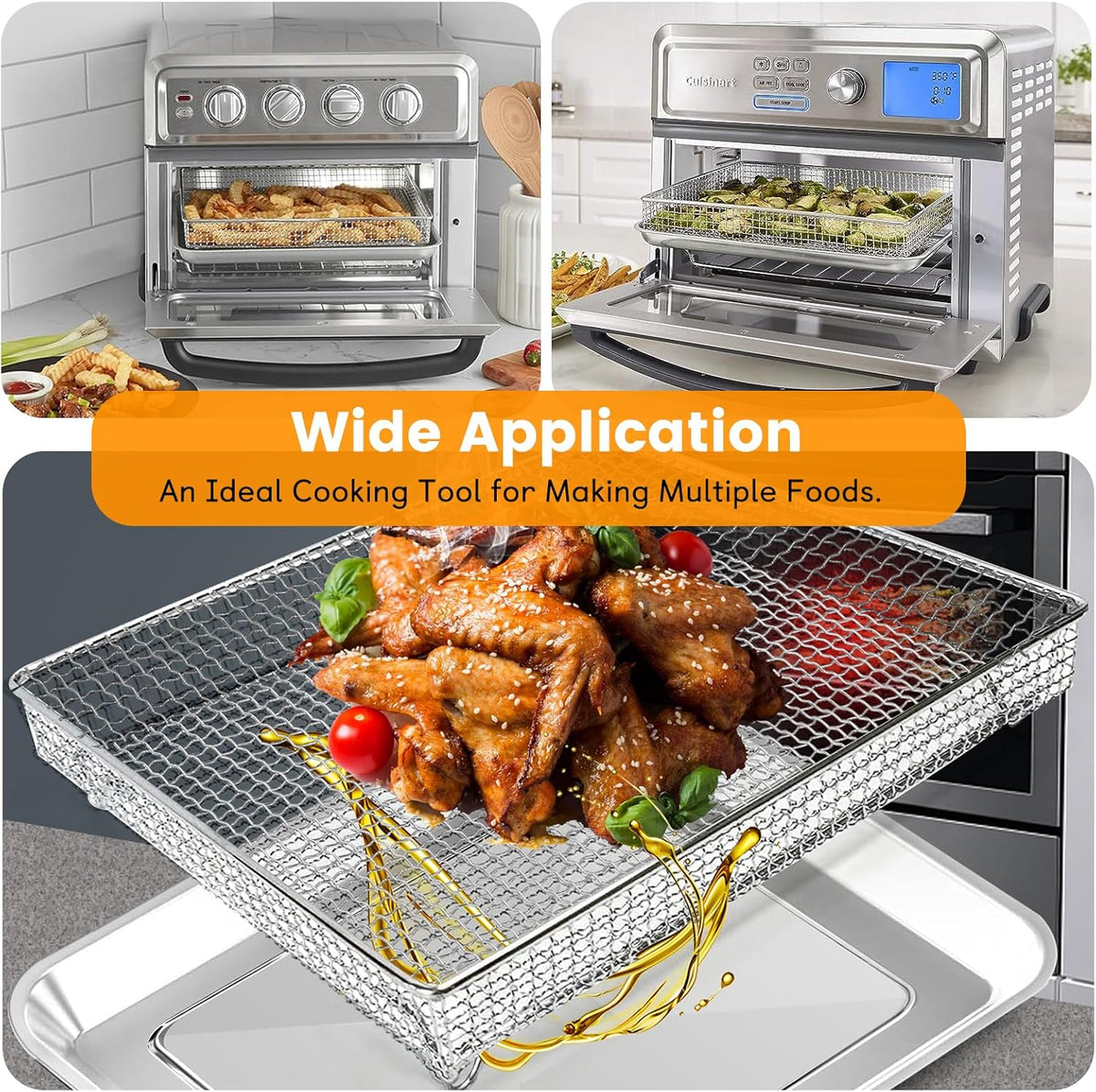 12.2 x 11 Inch Stainless Steel Mesh Air Fryer Basket E9197