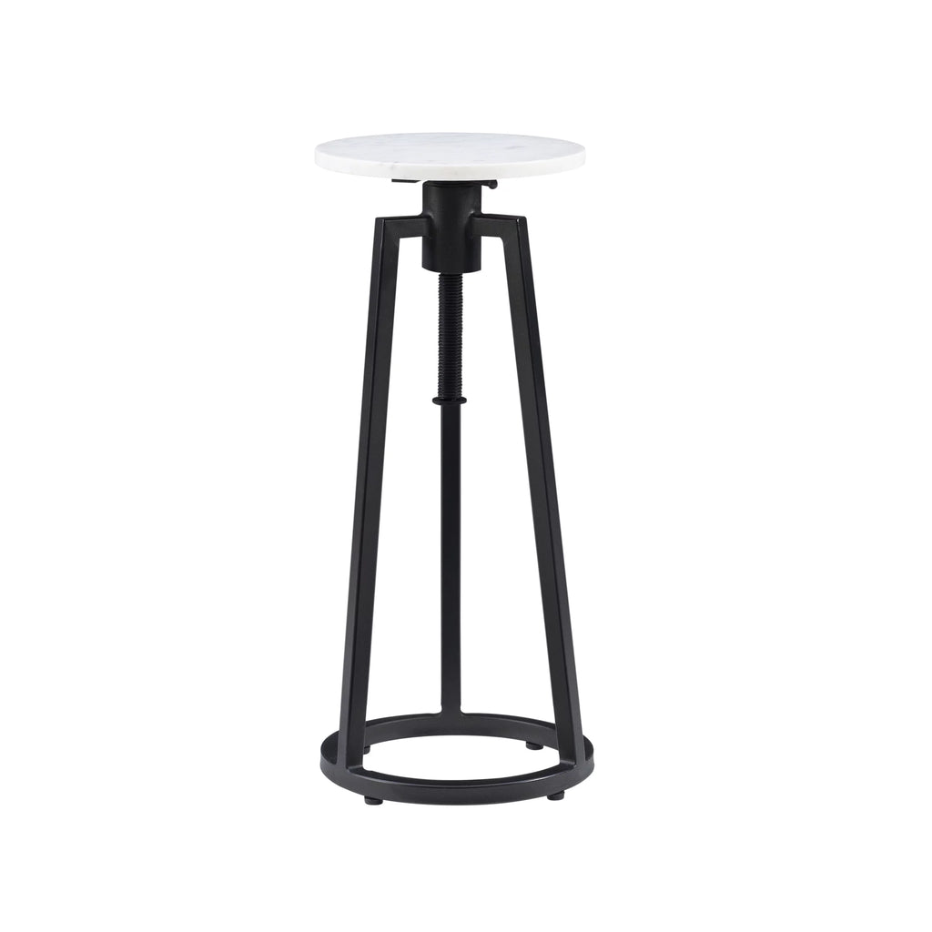 Black/White Marble Round Adjustable Height Drink Table C483690