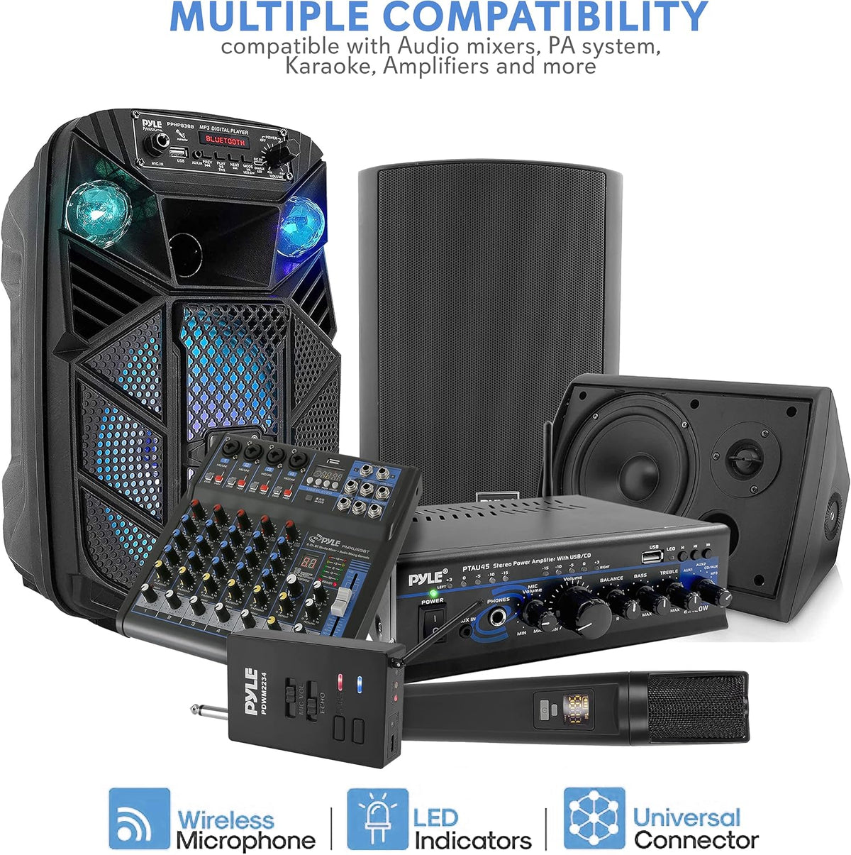 Portable Dual Wireless Microphone System with 2 Handheld Transmitter and 1 Receiver C9542