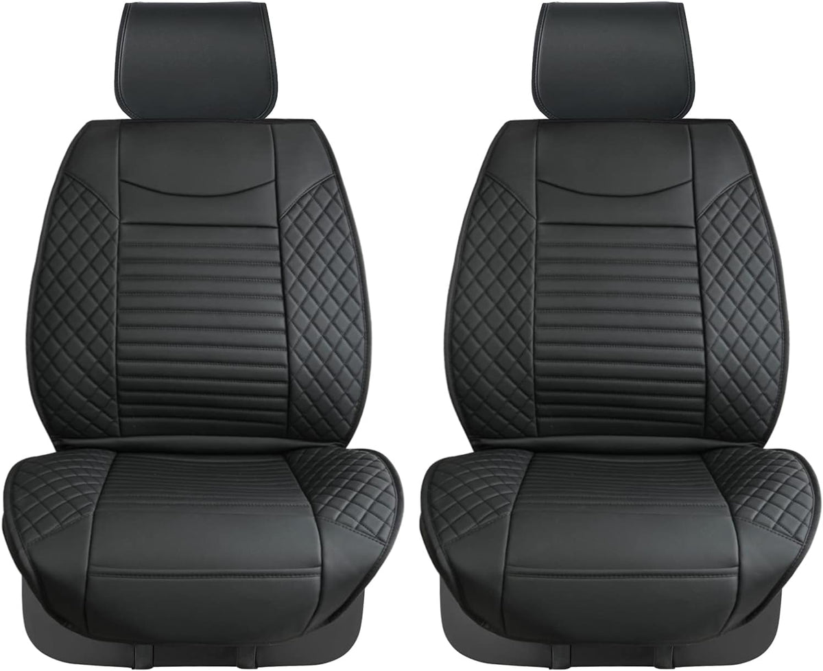 Black Red Waterproof Leather Car Seat Covers Set of 2 P140949