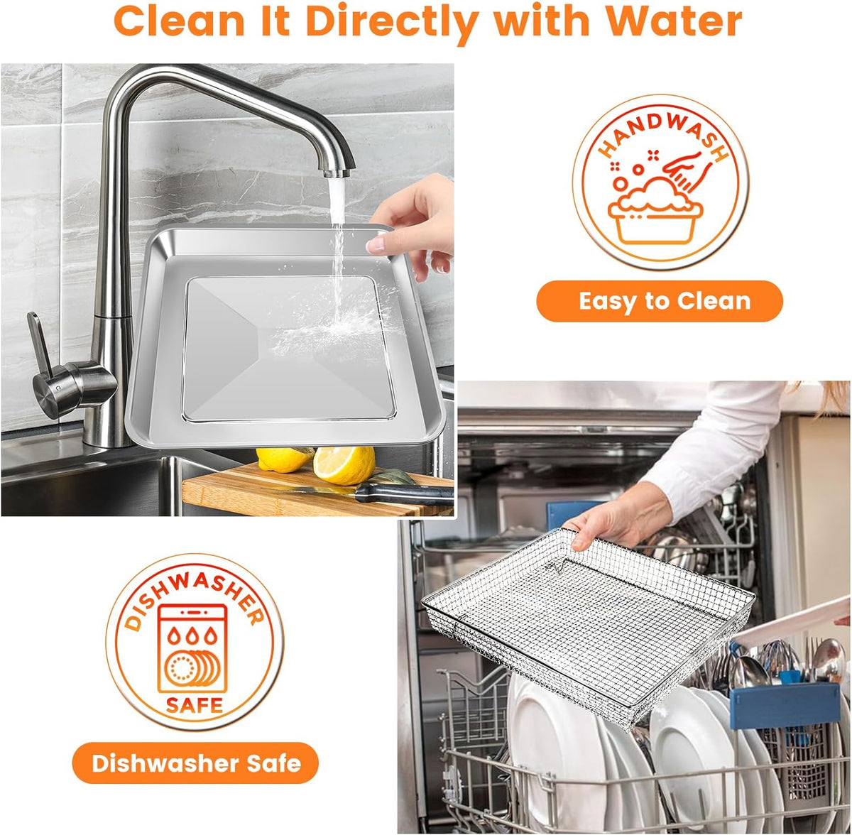 12.2 x 11 Inch Stainless Steel Mesh Air Fryer Basket E9197