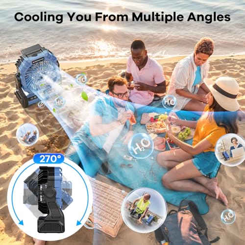 30000 mAh Rechargeable Portable Misting Fan with RGB Lantern Y336563