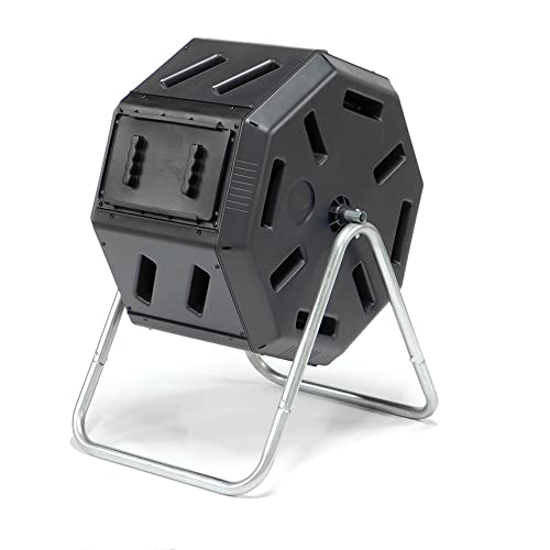 Black 37 Gallon Dual Chamber Tumbling Composter R9015