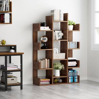 Brown Geometric Bookcase U283957