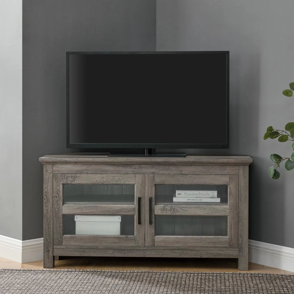 Grey Wash Wood Corner TV Console I679015