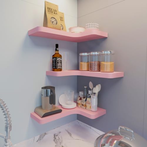 Black Solid Wood Corner Floating Shelves Set of 3 K8187