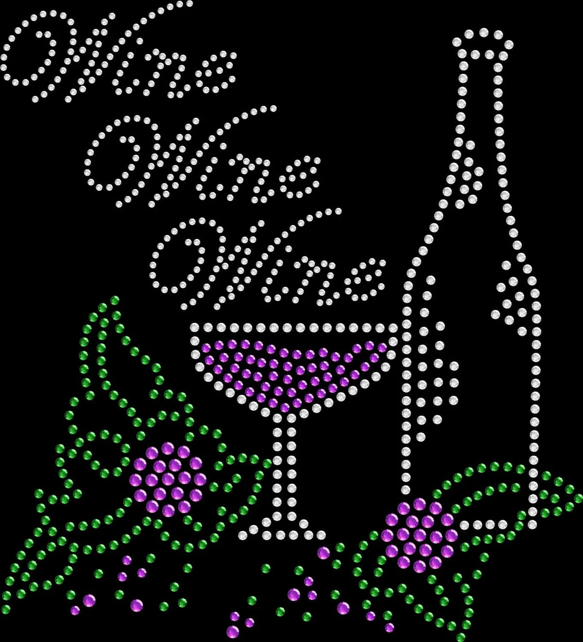 Rhinestone Iron On Transfer Wine Glass Bottle F441645