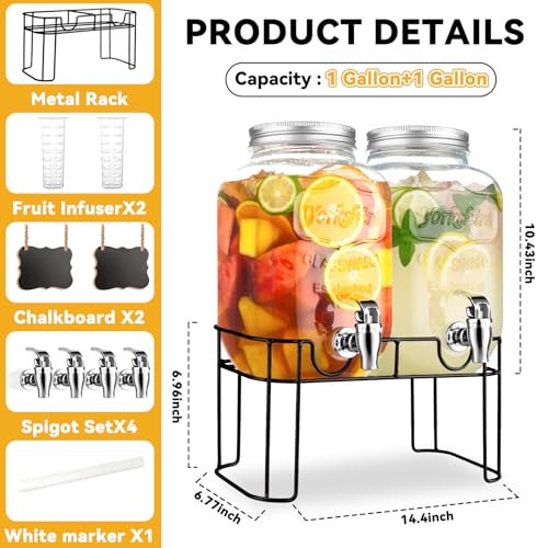 1 Gallon Glass Beverage Dispenser With Stand And Spigot R510708