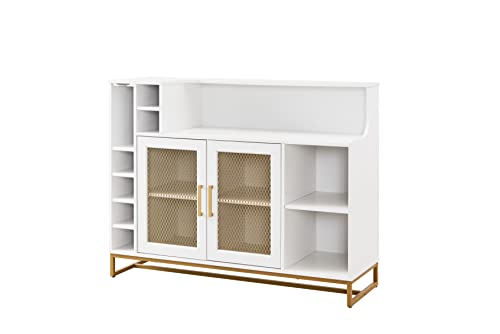 White Wine Bar Cabinet with Wine Rack J72608