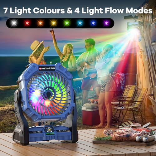30000 mAh Rechargeable Portable Misting Fan with RGB Lantern Y336563