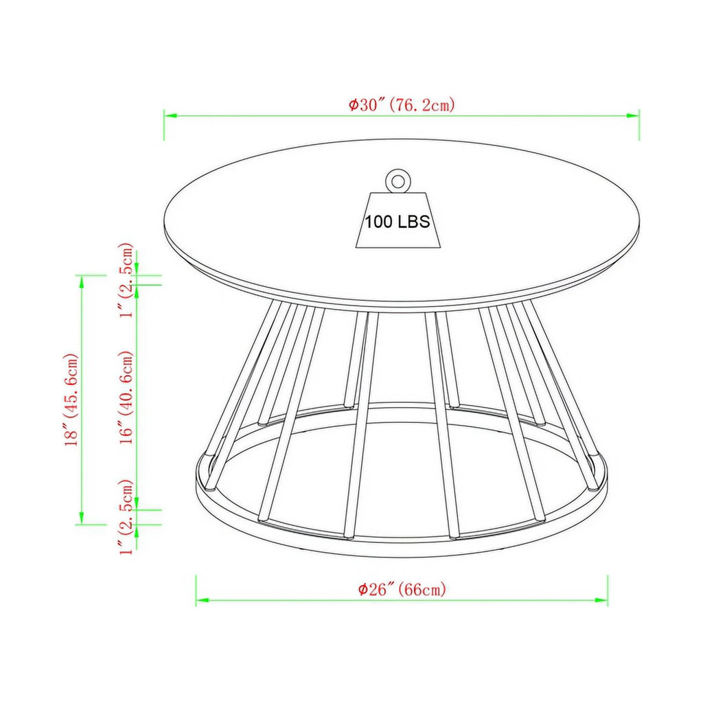 Dark Walnut Black Wood Coffee Table with Metal Base D48682