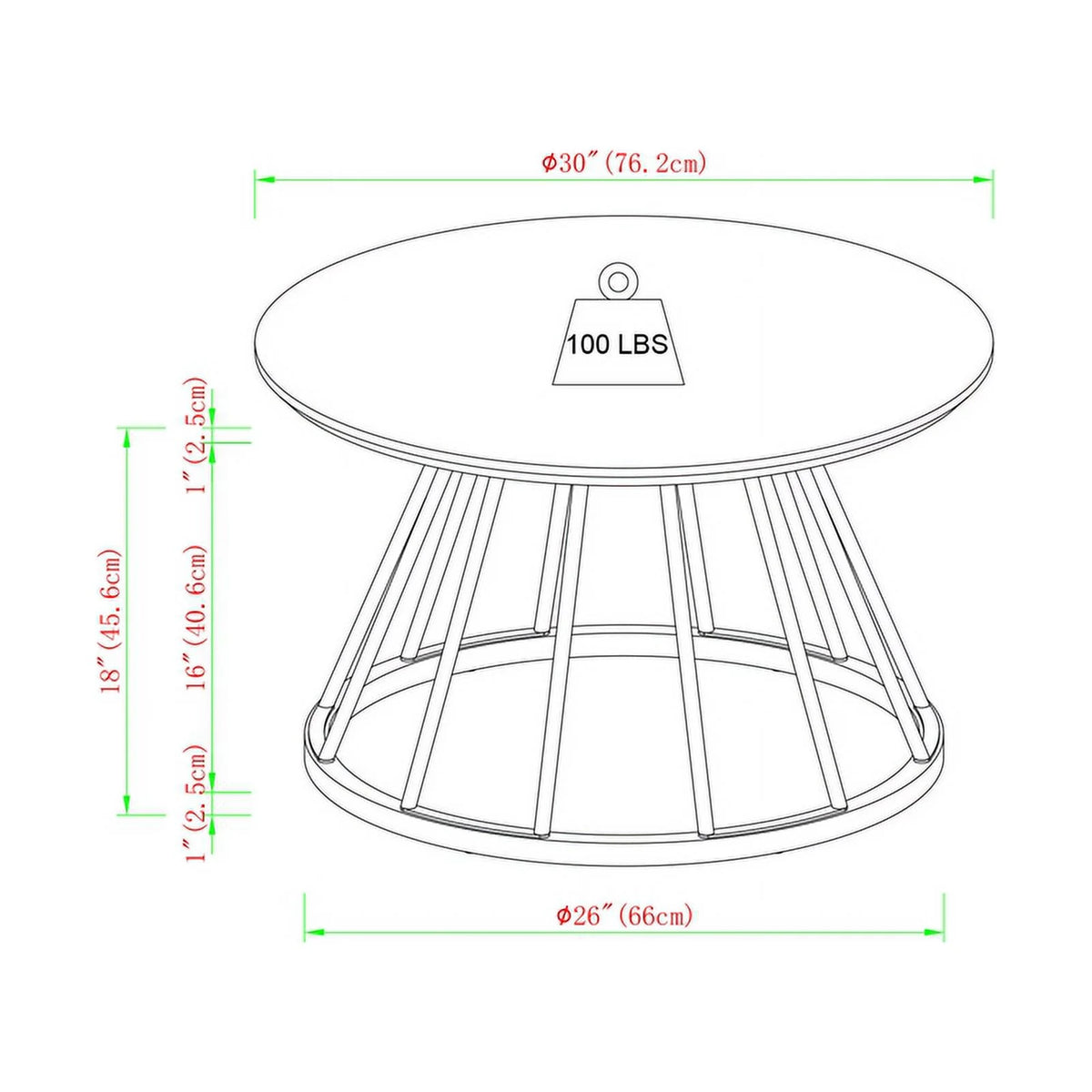 Dark Walnut Black Wood Coffee Table with Metal Base D48682