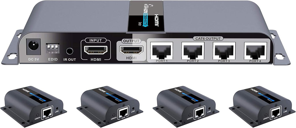 1080P 1x4 HDMI Splitter Over Cat6 Extender with IR F294