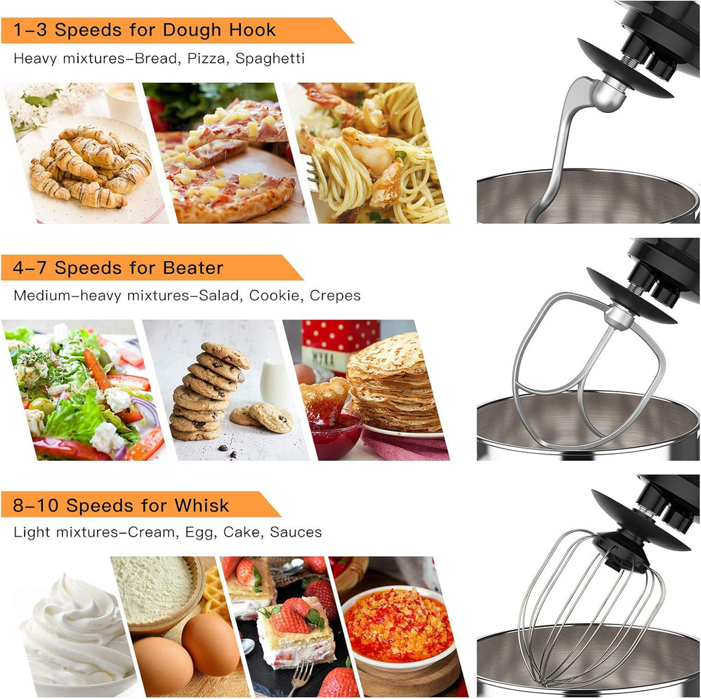 7.5 Qt 660W 10-Speed Tilt-Head Stand Mixer with Stainless Steel Bowl B8821