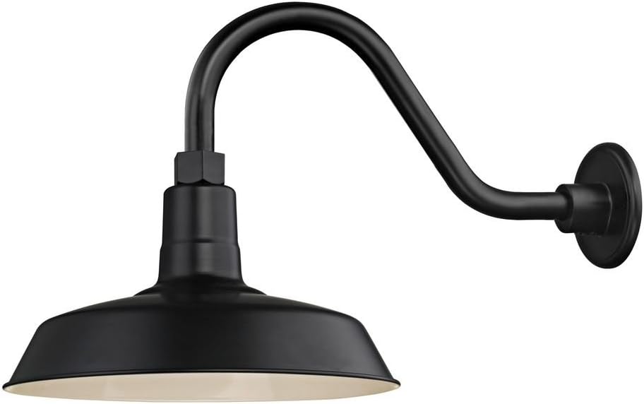 Black Gooseneck Outdoor Barn Light with 12 Inch Shade Z810