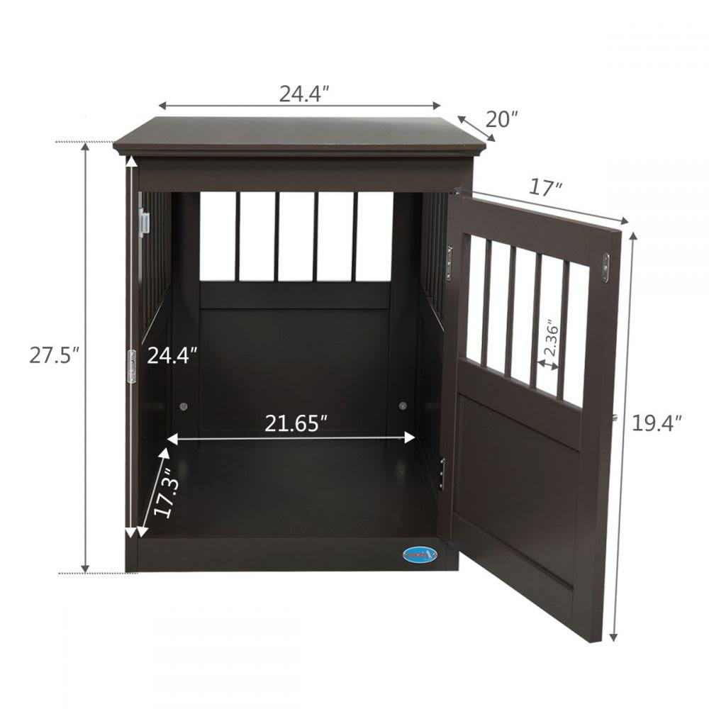 Brown Wooden Pet Crate End Table W80242
