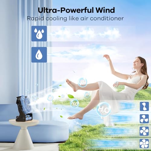 30000 mAh Rechargeable Portable Misting Fan with RGB Lantern Y336563