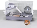 Large 3-Levels Grey Hamster Cage with Accessories J550