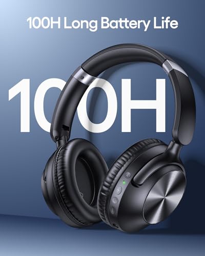 Active Noise Cancelling Wireless Over Ear Bluetooth Headphones Black R6982
