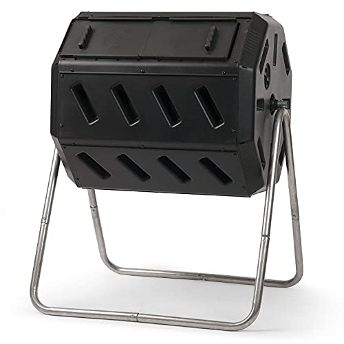 Black 37 Gallon Dual Chamber Tumbling Composter R9015