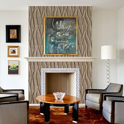 Walnut 3D Textured Wall Panels, 12 Pack 19.7''x19.7'' Cover 32.Sq.Ft Z318