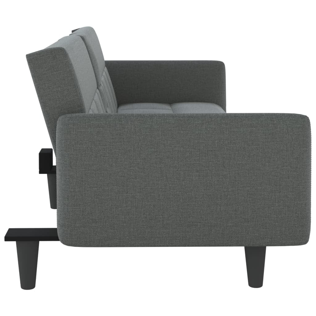Dark Gray Fabric Sofa Bed with Cup Holders W880