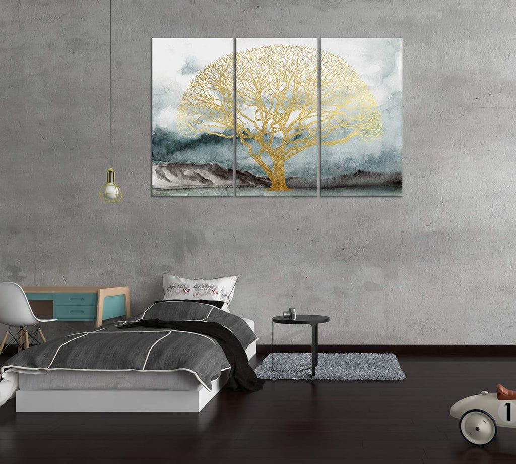 Blue Gold Abstract Canvas Wall Art O209