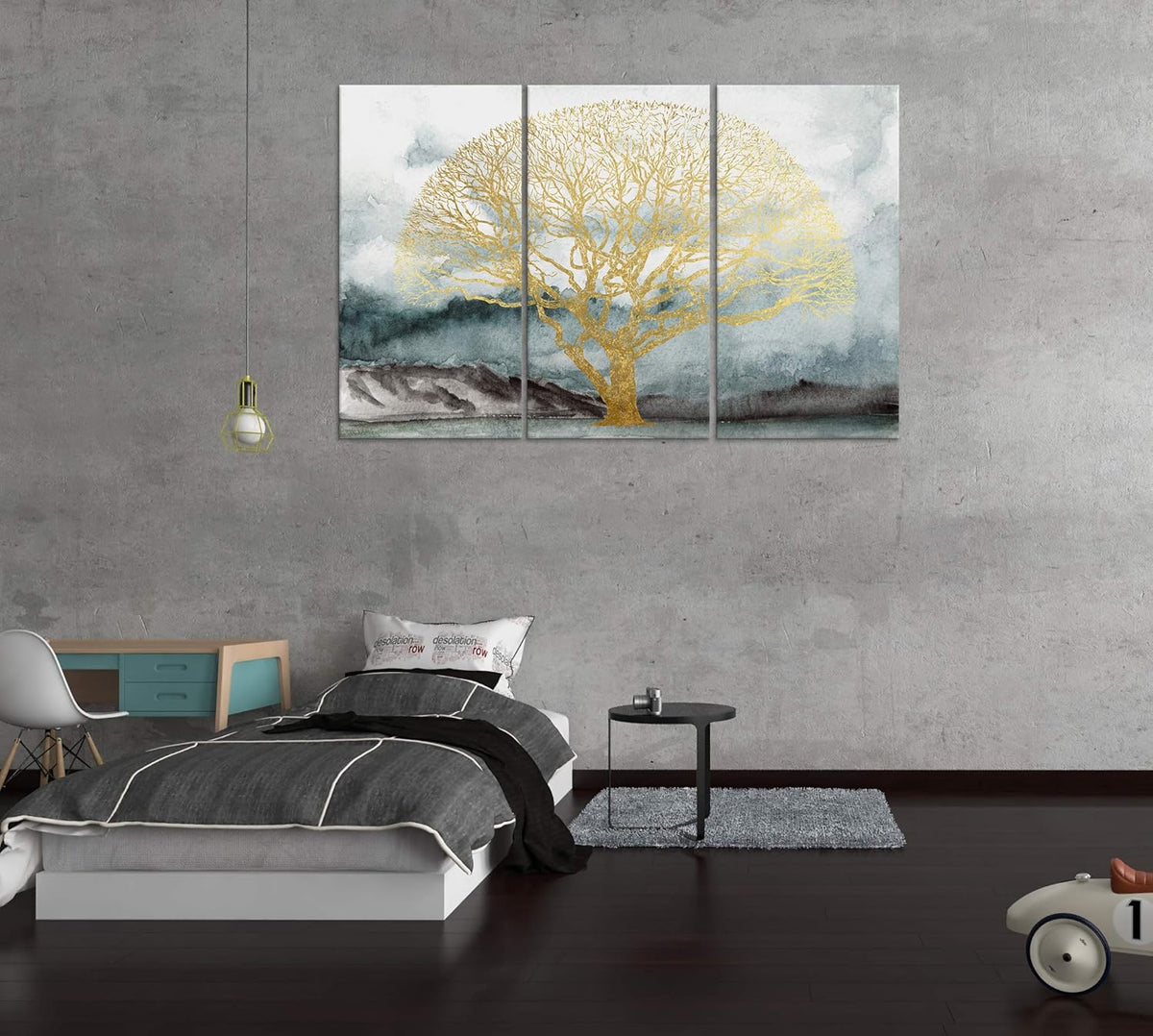 Blue Gold Abstract Canvas Wall Art O209