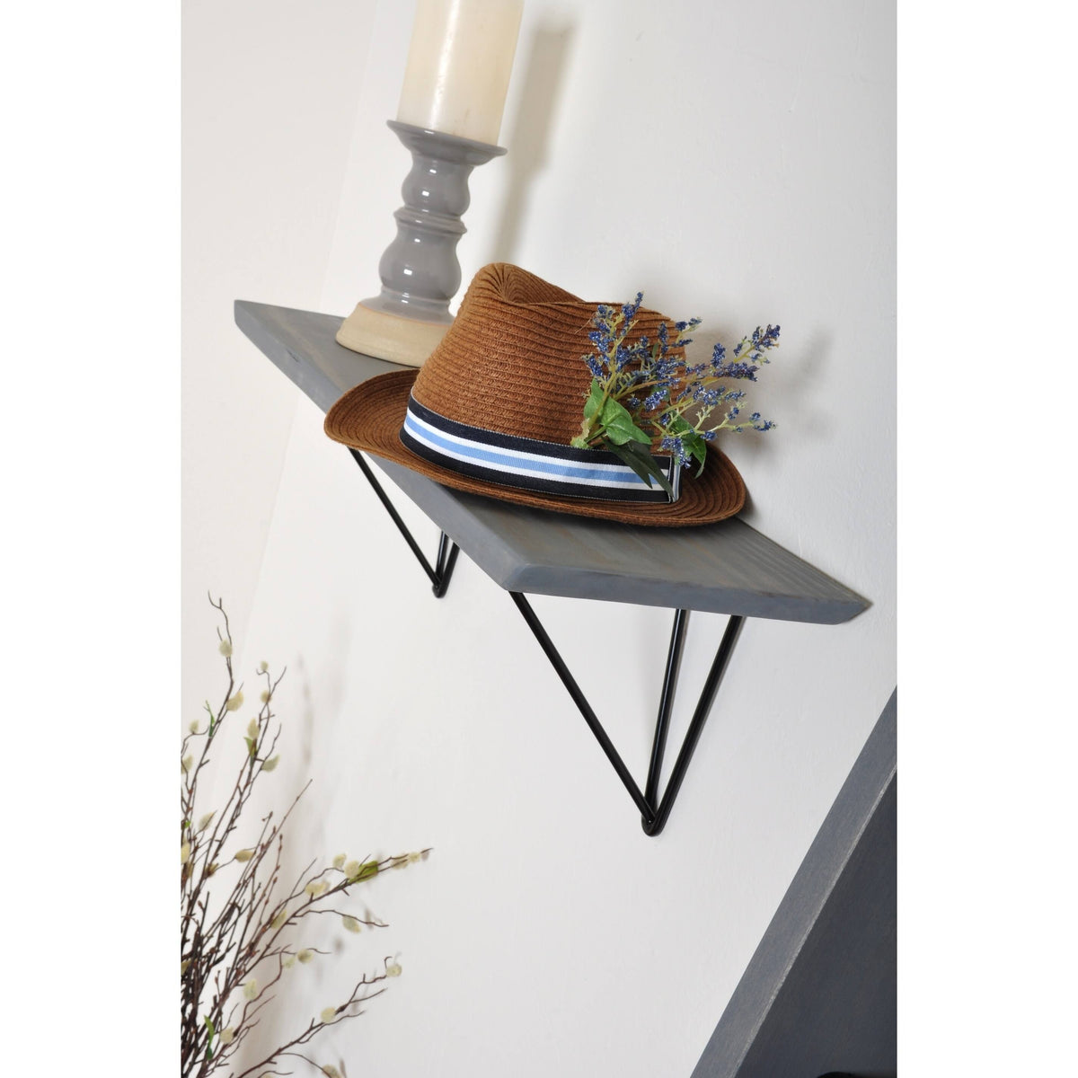 Black Wood Bracket Shelf R8347