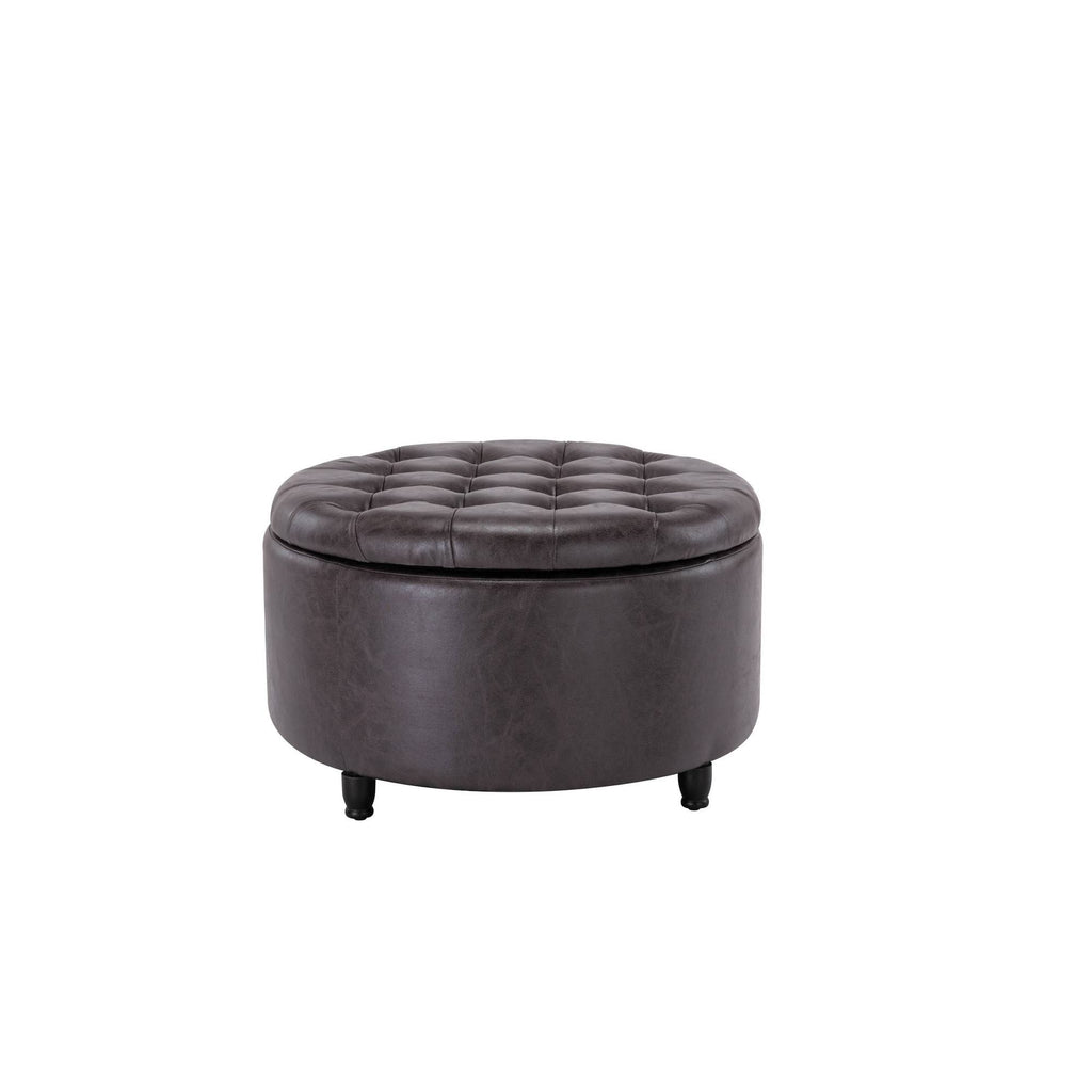 Black Pintucked Storage Ottoman R464354