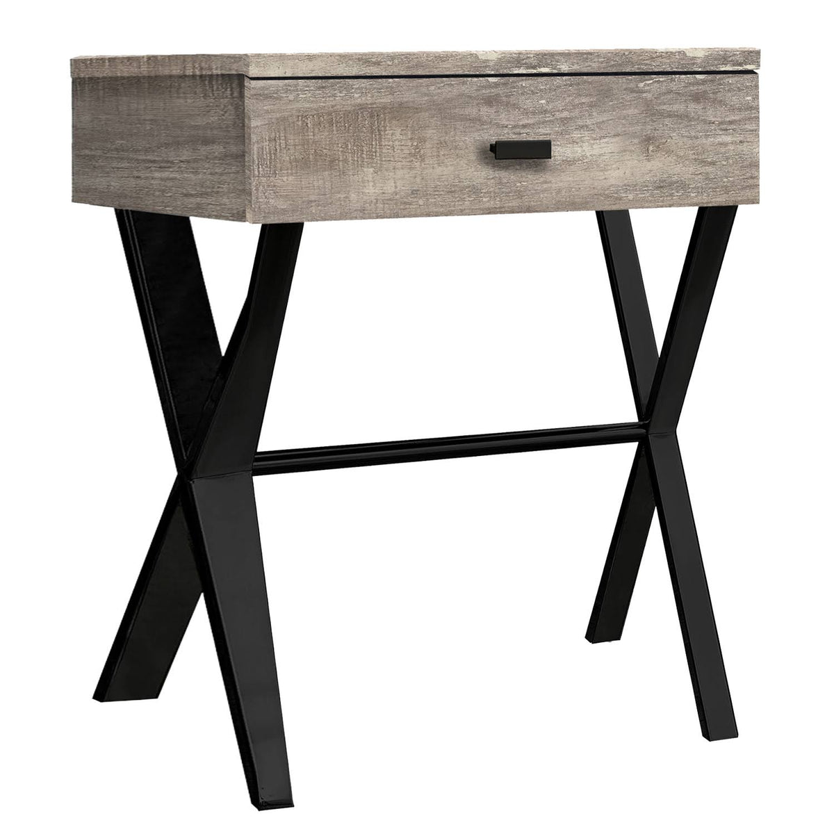 Taupe Finish and Black Metal Accent Table D206057