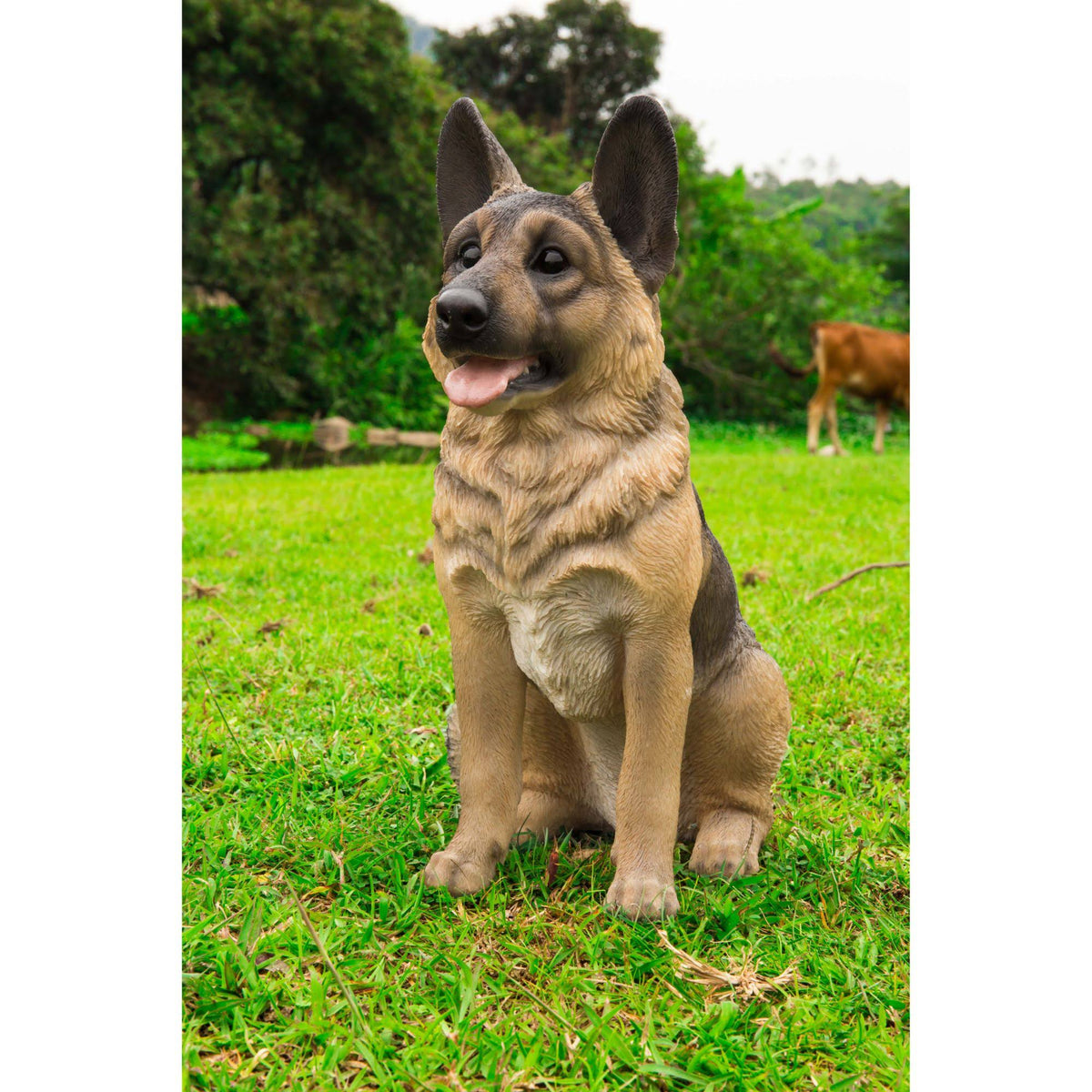 Brown and Black Small German Shepherd Sitting Statue R673944