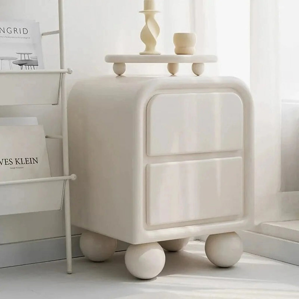 White Wooden 2 Drawer Nightstand B48582