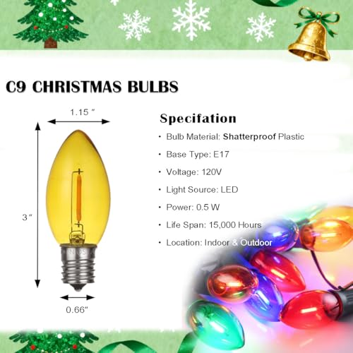 C9 LED Christmas Pathway Lights Multicolor 30 Ft 20 Bulbs P927329