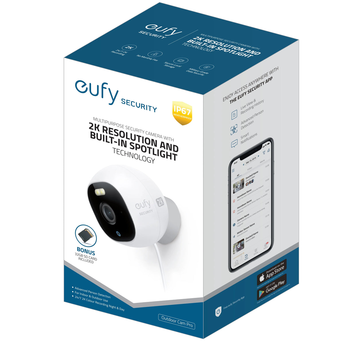2K Wired Outdoor Surveillance Camera with Spotlight J656