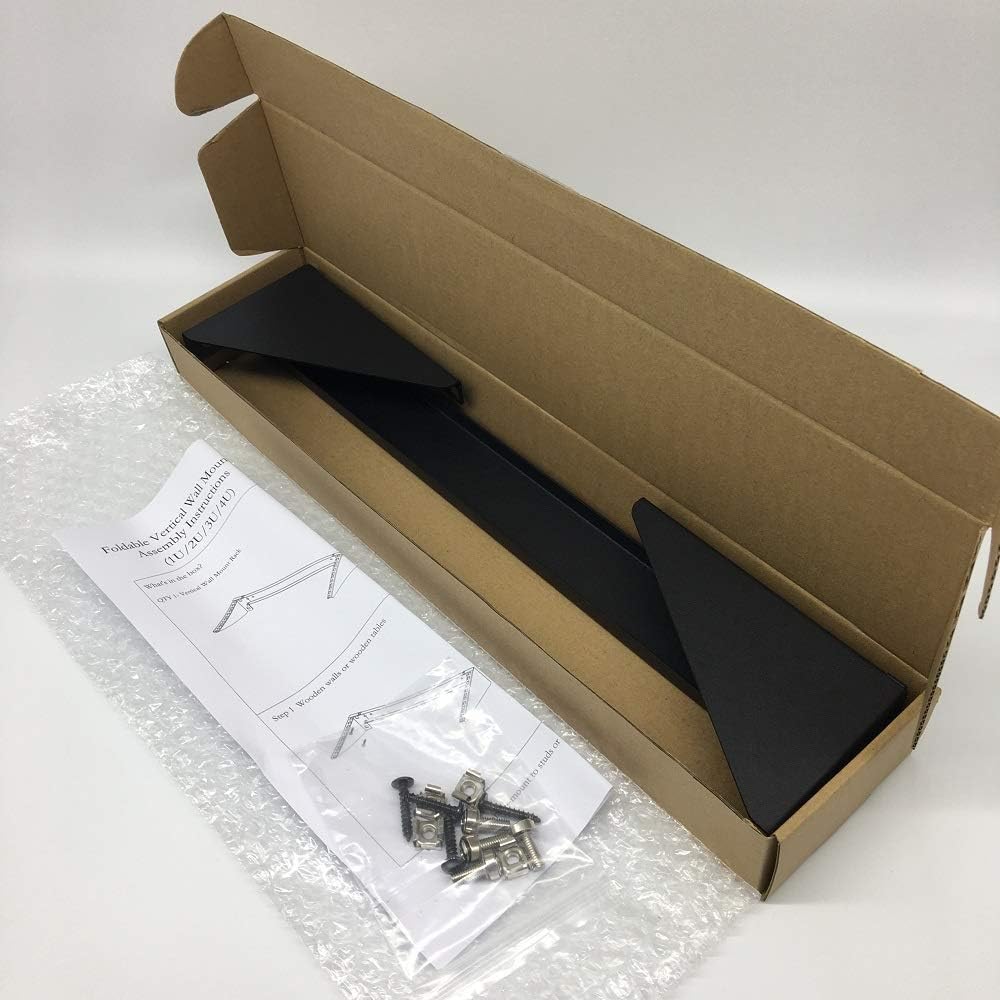 2 Pack 1U Foldable 19 Inches Cold Rolled Steel Vertical Wall Mount Rack Including Hardware T650446