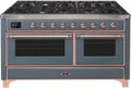 60 Dual Fuel Natural Gas Range Blue Grey Copper Trim R854263