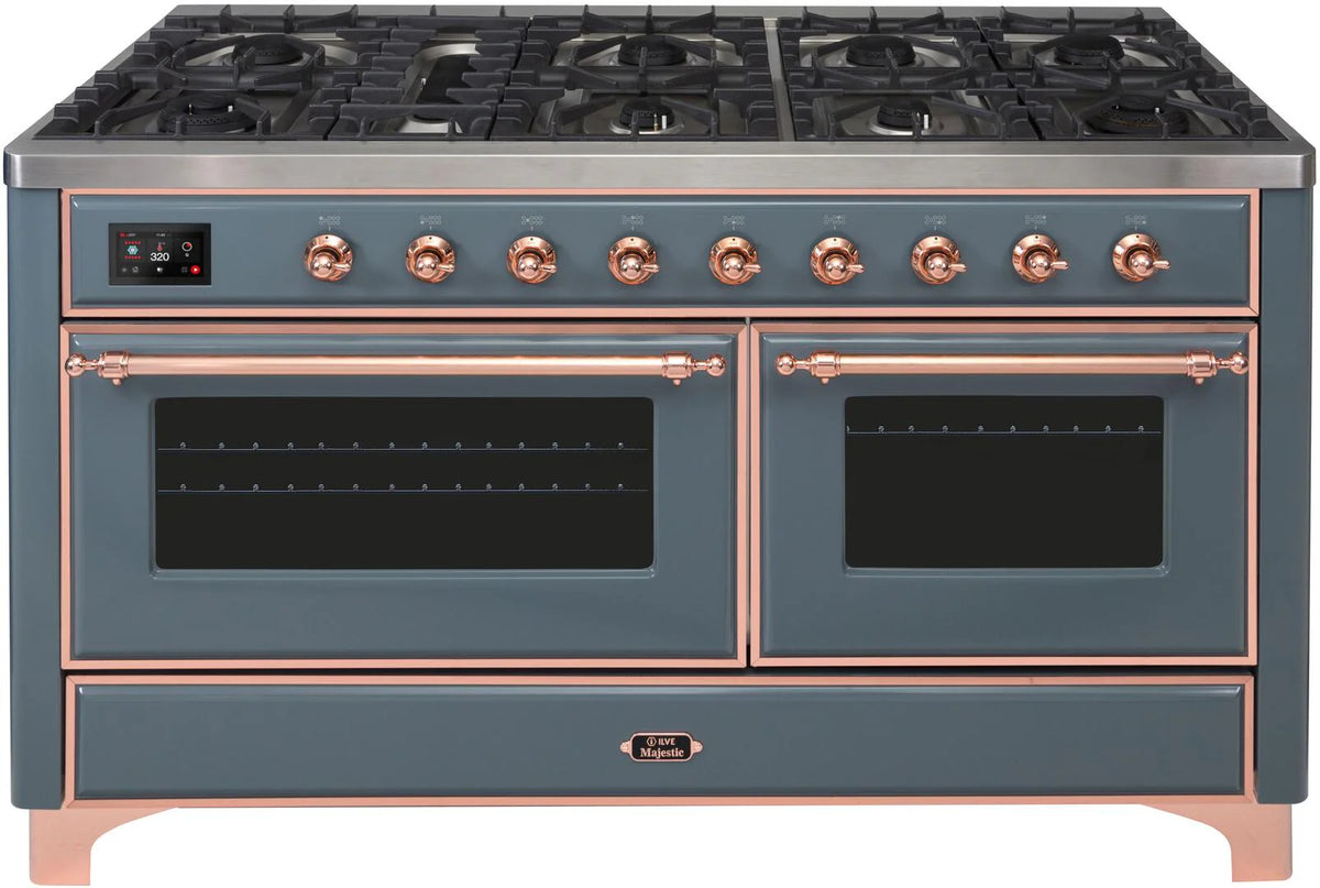 60 Dual Fuel Natural Gas Range Blue Grey Copper Trim R854263