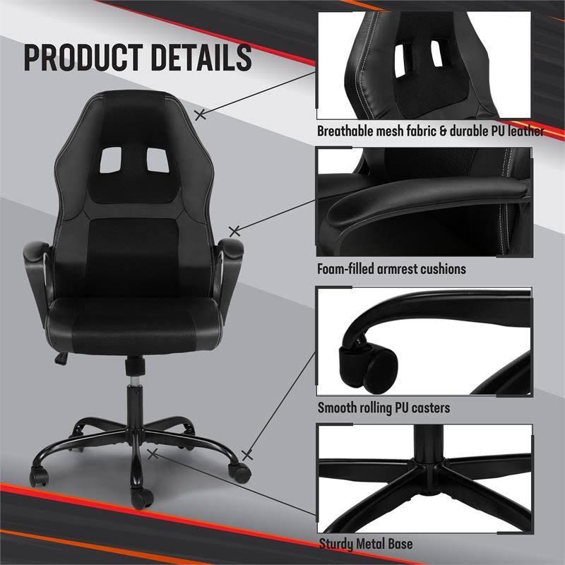 Black Metal 2-Piece Desk and Chair Set S244995